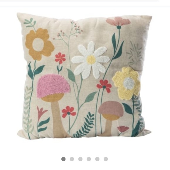 Embroidered Floral Mushroom Throw Pillow 16in X 16in - Picture 7 of 7